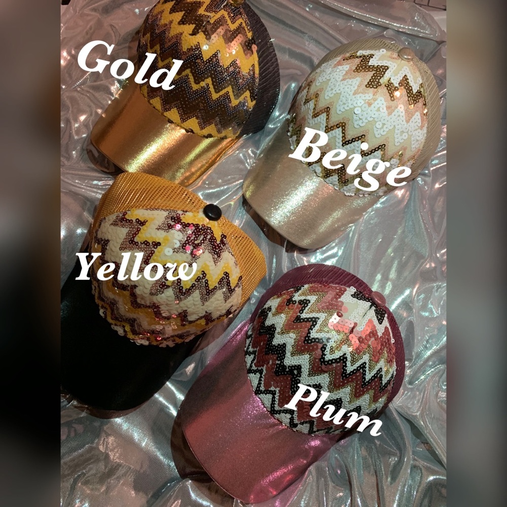 Sequin adjustable snapback chevron hats